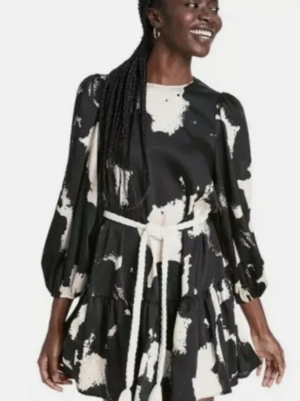 NWT! Alexis x Target Long Sleeve Abstract Print Rope Belt Dress. Size Small. - Picture 4 of 16
